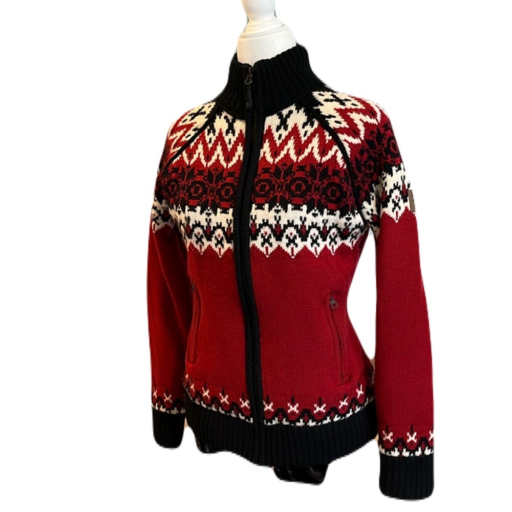 Icewear MEDIUM Fair Isle Ski Wool Icelandic Full Zip Knit windstopper Sweater